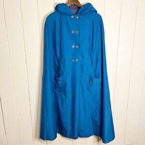 Vintage Poly Soie created Expressly for Rainmaster Blue Hooded Rain Cape.